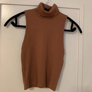 Zara Dusty Rose Cropped Ribbed Turtleneck